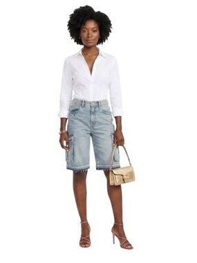 Ashley Mason Denim Cotton Cargo Jorts Bermuda Shorts with Pockets Size: 9/29